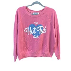 Wildfox Hot Tub Club Sweatshirt NWT bubblegum pink and blue graphics size Large